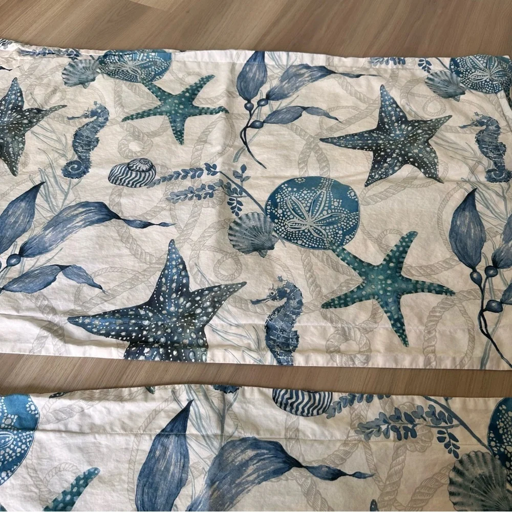 Pottery Barn Blue Sealife Starfish King Shams